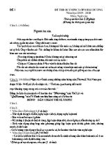 Đề thi Olympic môn Ngữ văn Lớp 8 - Đề 1 - Năm học 2019-2029 - Tỉnh Hải Dương (Có đáp án)
